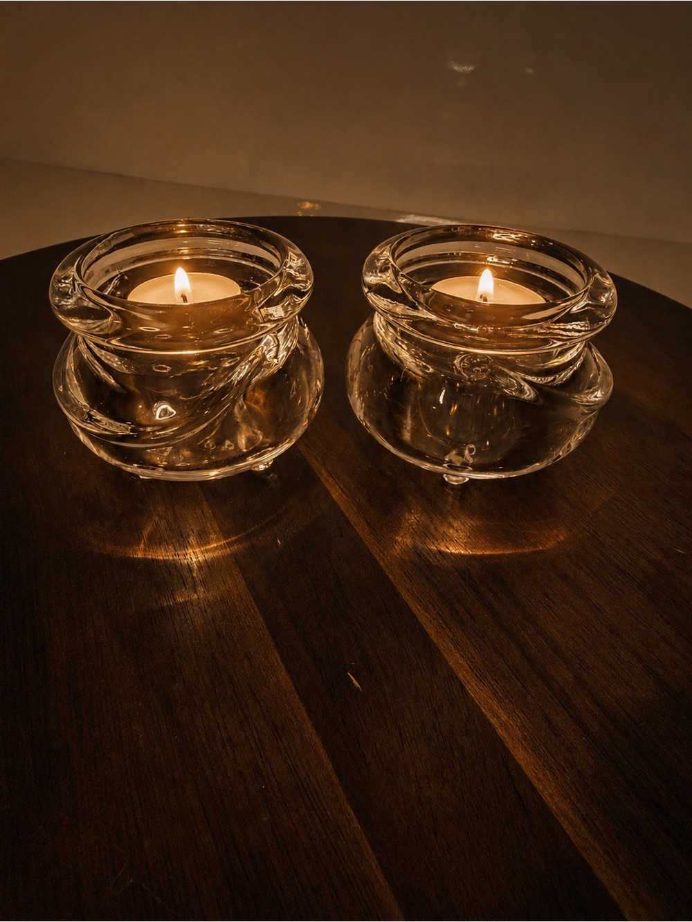 Vintage PartyLite Glass Cauldron Votive Candle Holders (Pair)